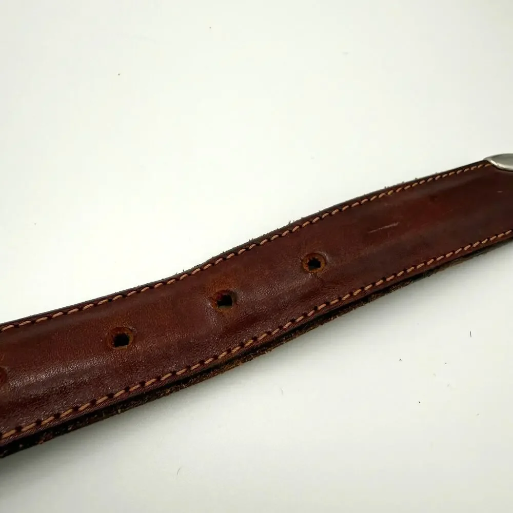 Nautica Leather Belt Brown Size 32 Made in Italy Vintage 90s Y2K Preppy Coastal